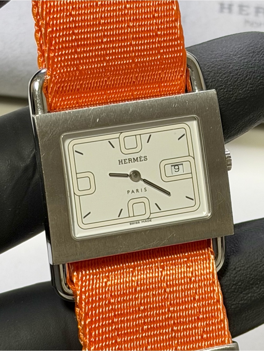 Hermès Barenia BA1.510 Date Tank Silver Stainless Steel 32mm Men’s Luxury Watch